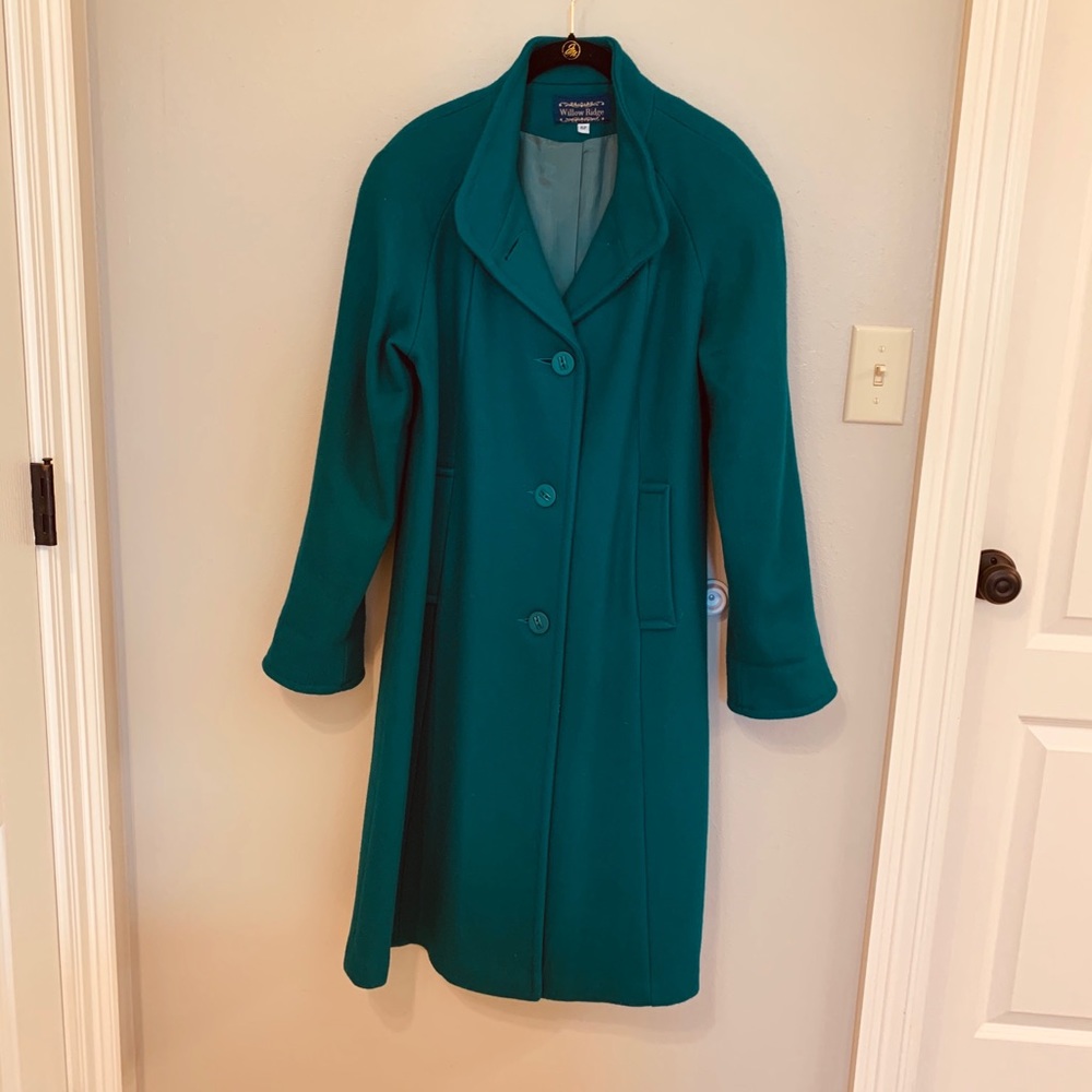 Long Vintage Emerald Green Pea Coat